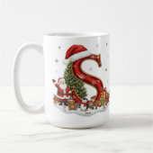 Christmas Santa Claus Elf Penguin Alphabet S コーヒーマグカップ (左)