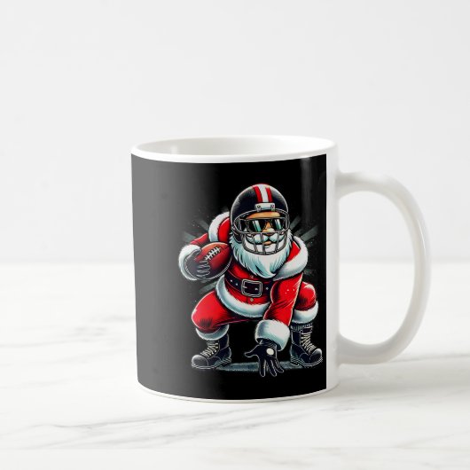 Christmas Santa Claus Football Lineman Quarterback コーヒーマグカップ (右)