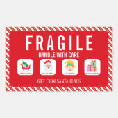 Christmas Santa Claus Fragile Gift Delivery 長方形シール (正面)