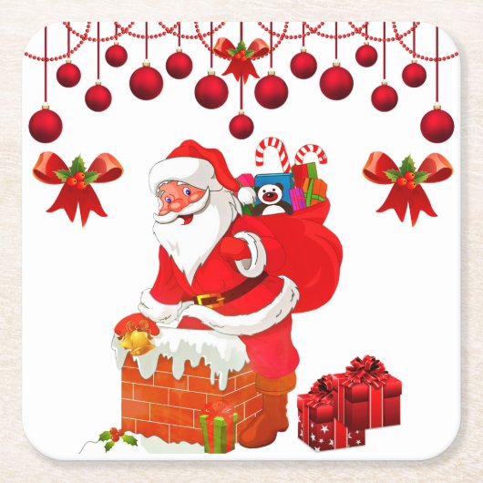 Christmas Santa Claus_GC -紙コースター スクエアペーパーコースター (正面)