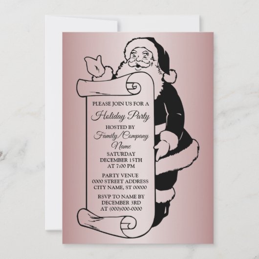 Christmas Santa Claus Holidays Party 招待状 (正面)