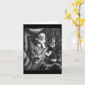Christmas Santa Claus Merry X-mas Funny Cat Selfie カード (黄色い花)