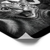 Christmas Santa Claus Merry X-mas Funny Cat Selfie ポスター (角)