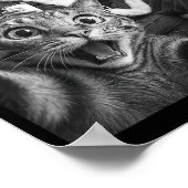 Christmas Santa Claus Merry X-mas Funny Cat Selfie ポスター (角)