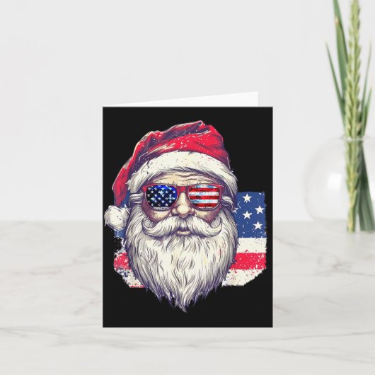 Christmas Santa Claus Patriotic Usa Sungles In Jul カード (正面)