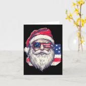 Christmas Santa Claus Patriotic Usa Sungles In Jul カード (黄色い花)