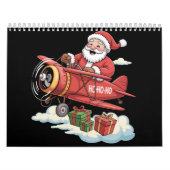 Christmas Santa Claus Pilot Flying Airplane Gift カレンダー (カバー)