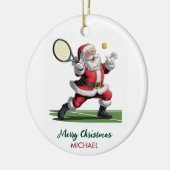 Christmas Santa claus playing tennis Personalized セラミックオーナメント (左)
