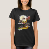 Christmas Santa Claus Riding Ostrich Ostrich Xmas  Tシャツ (正面)