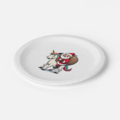 Christmas Santa Claus Riding Unicorn - Xmas Girls ペーパープレート (アングル)