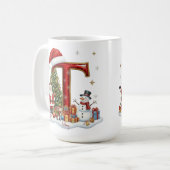 Christmas Santa Claus Snowman Elf Alphabet T  コーヒーマグカップ (正面左)