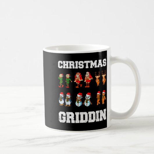 Christmas Santa Claus Snowman Reindeer Griddy Grid コーヒーマグカップ (右)