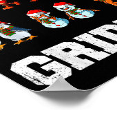 Christmas Santa Claus Snowman Reindeer Griddy Grid ポスター (角)
