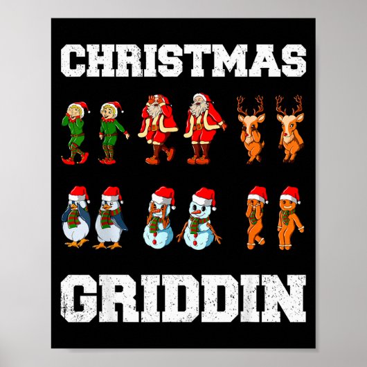Christmas Santa Claus Snowman Reindeer Griddy Grid ポスター (正面)