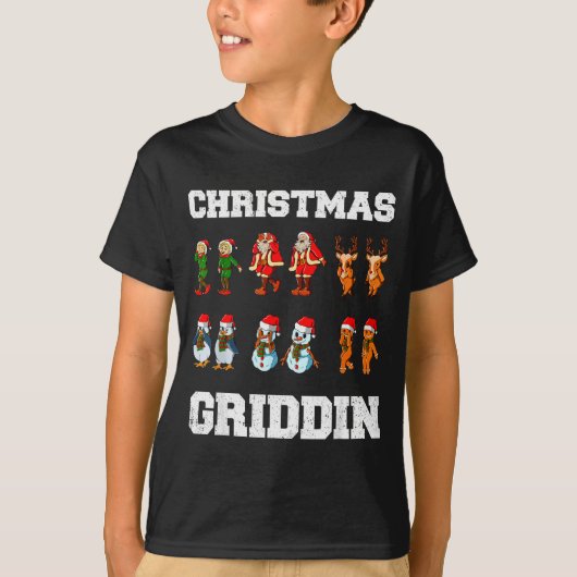 Christmas Santa Claus Snowman Reindeer Griddy Grid Tシャツ (正面)