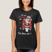 Christmas Santa Claus Sunglasses Funny Naughty Tシャツ (正面)