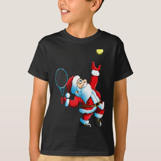 Christmas Santa Claus Tennis Game Tennis Racket  Tシャツ (正面)