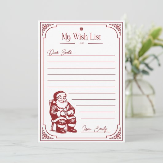 Christmas Santa Claus Wish List 招待状 (スタンド正面)