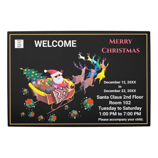 Christmas Santa Clause Hours Business Personalize メタルプリント (正面)