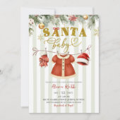 Christmas Santa Clothesline Girl Baby Shower 招待状 (正面)