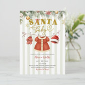 Christmas Santa Clothesline Girl Baby Shower 招待状 (スタンド正面)