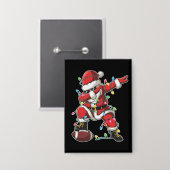 Christmas Santa Dabbing Footballer Xmas Football  缶バッジ (正面/裏面)