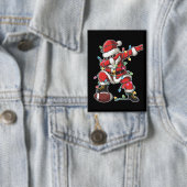 Christmas Santa Dabbing Footballer Xmas Football  缶バッジ (インサイチュ)