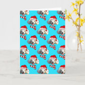 Christmas Santa Dog Custom Photo Pattern カード (黄色い花)