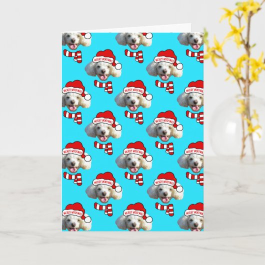 Christmas Santa Dog Custom Photo Pattern カード (黄色い花)