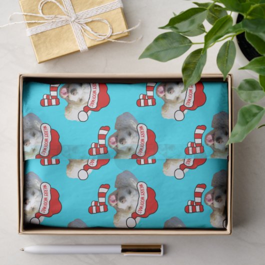 Christmas Santa Dog Custom Photo Pattern 薄葉紙 (ギフト)