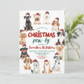 Christmas Santa Dog Lovers Theme Birthday Paw-ty  招待状 (スタンド正面)