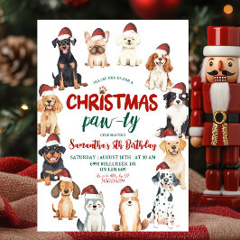 Christmas Santa Dog Lovers Theme Birthday Paw-ty  招待状