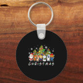 Christmas Santa Friends Rudolph Snowman Family Xma キーホルダー (正面)
