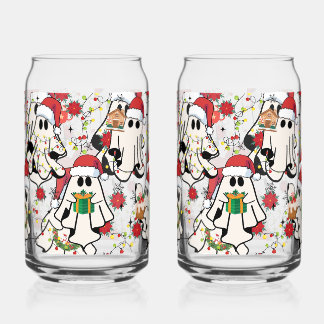 Christmas Santa Ghost Glass Cups ガラス缶