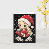 Christmas Santa Girl Coffee Flower Kids Santa Wome カード (黄色い花)