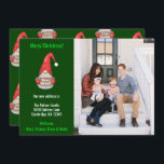 Christmas Santa Gnome New Home Moving シーズンカード<br><div class="desc">This design features a Santa gnome holding a sign that says "We've Moved!" Add a family photo in your new home and address information on the front.  The back features Santa gnomes with "Merry Christmas" signs.</div>