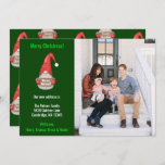 Christmas Santa Gnome New Home Moving シーズンカード<br><div class="desc">This design features a Santa gnome holding a sign that says "We've Moved!" Add a family photo in your new home and address information on the front.  The back features Santa gnomes with "Merry Christmas" signs.</div>