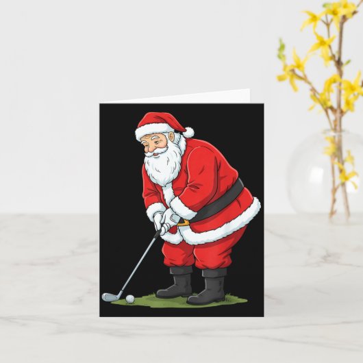 Christmas Santa Golf Golfer Xmas Funny Christmas G カード (黄色い花)