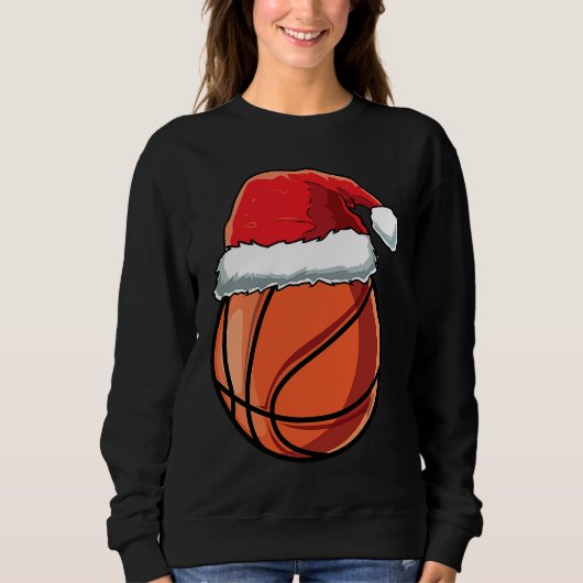 Christmas Santa Hat Basketball Player Funny Boys X スウェットシャツ (正面)
