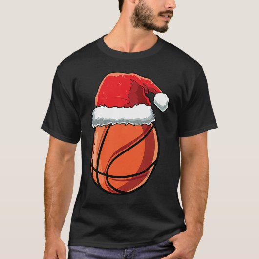 Christmas Santa Hat Basketball Player Funny Boys X Tシャツ (正面)