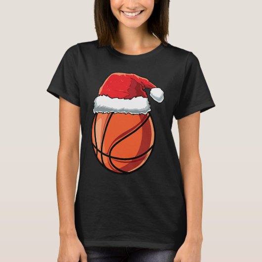 Christmas Santa Hat Basketball Player Funny Boys X Tシャツ (正面)