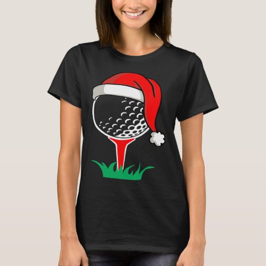 Christmas  santa hat golf ball  golfing gag tシャツ (正面)