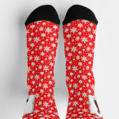 Christmas Santa Hat Greyhound Dog (brindle) Funny ソックス (上部)