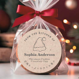 Christmas Santa Hat Kraft Paper Rustic Bakery ラウンドシール