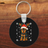 Christmas Santa Hat Reindeer Airedale Terrier Love キーホルダー (正面)