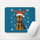 Christmas Santa Hat Reindeer Airedale Terrier Love マウスパッド (マウス)