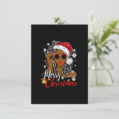Christmas Santa Hat Shirt Black African Girl Ameri 招待状 (スタンド正面)
