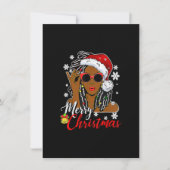 Christmas Santa Hat Shirt Black African Girl Ameri 招待状 (正面)