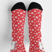 Christmas Santa Hat Whippet Dog Fawn & white Cute ソックス (上部)