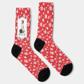 Christmas Santa Hat Whippet Dog Fawn & white Cute ソックス (右)